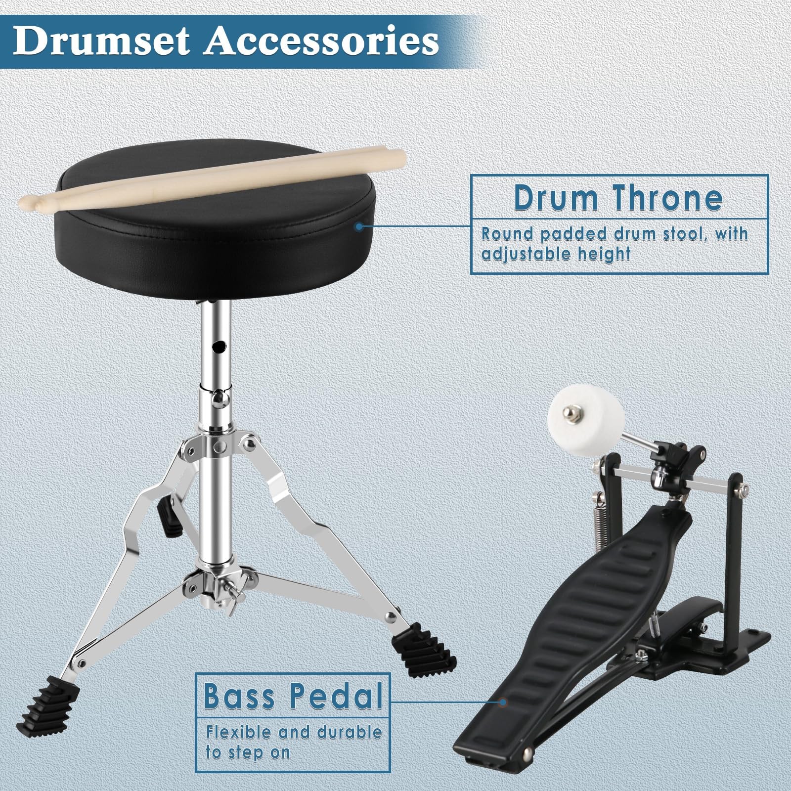 EASTROCK Drum Set, 3 Piece 14'' Drum sets for Drummer,Beginner, Drum Set with Ad
