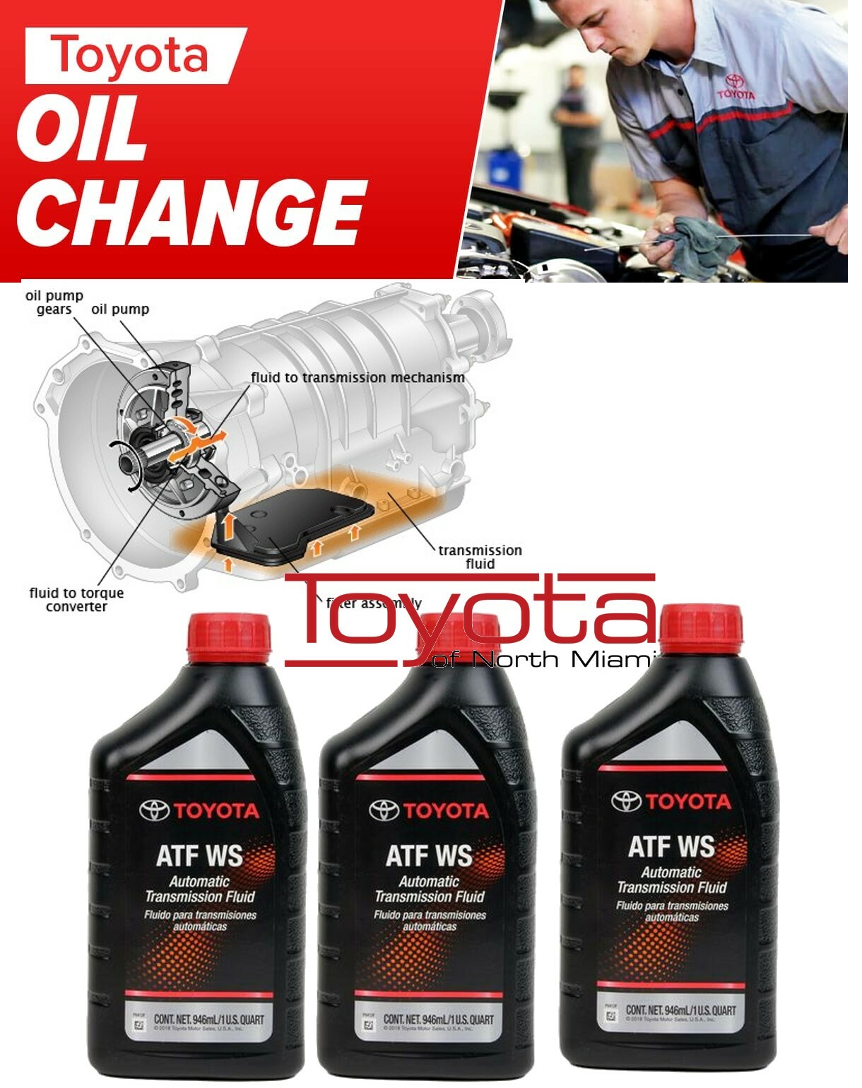 3 Pack Genuine Toyota 00289-ATFWS Automatic Transmission Fluid ATF WS