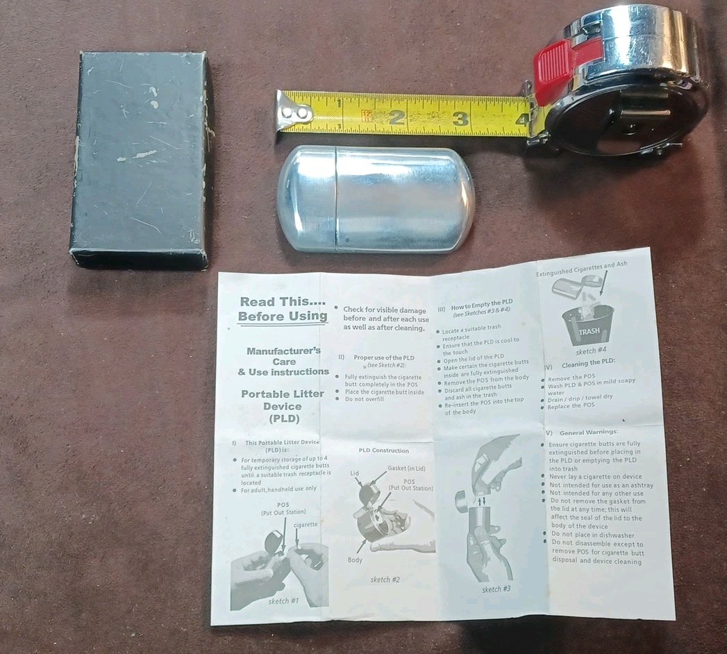 Vtg Old New Stock, Cigarettes Portable Litter Device PLD, W/ Original Box