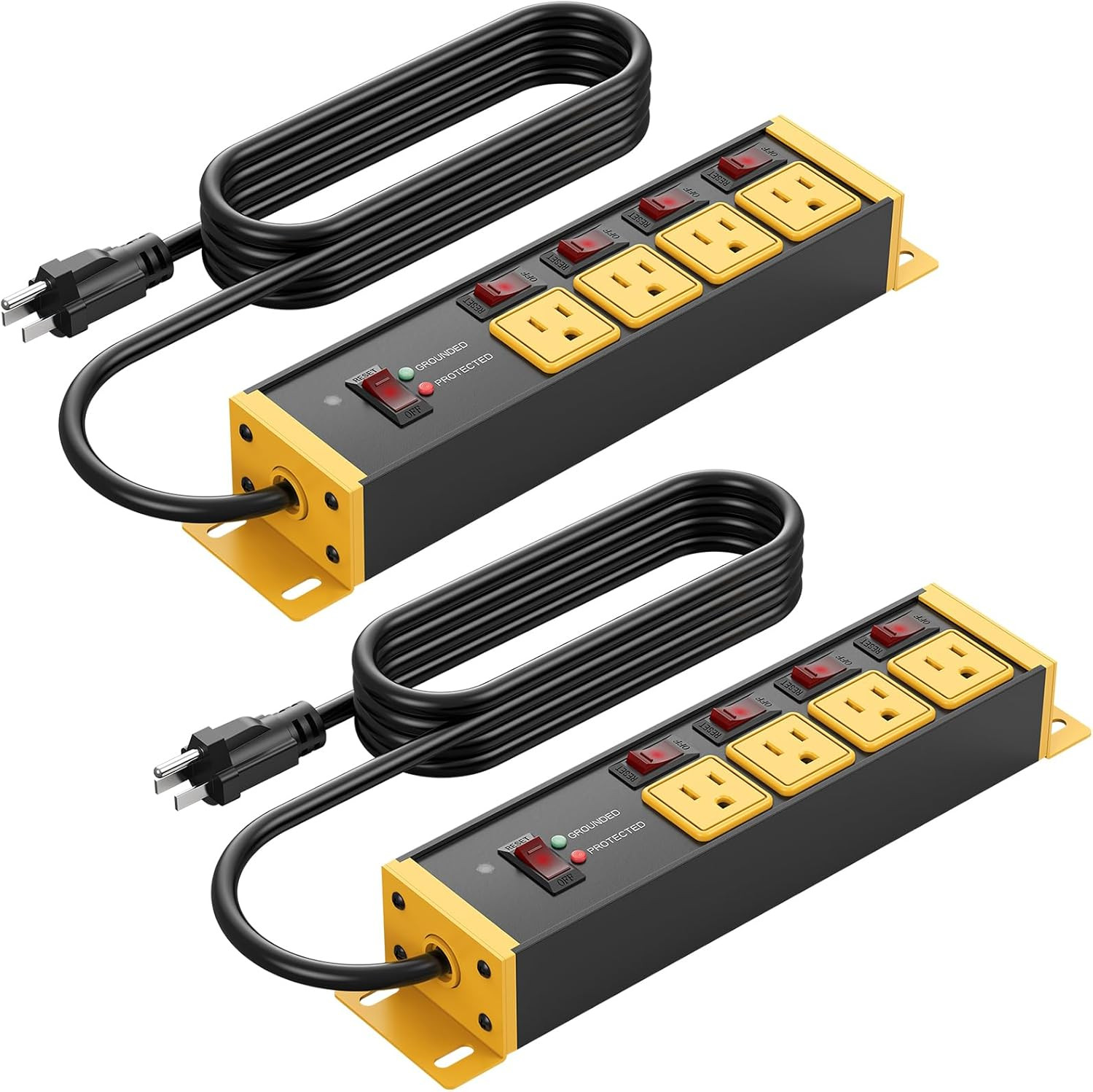 Heavy Duty 20 AMP Power Strip Surge Protector with 6FT Cord & Individual Switche