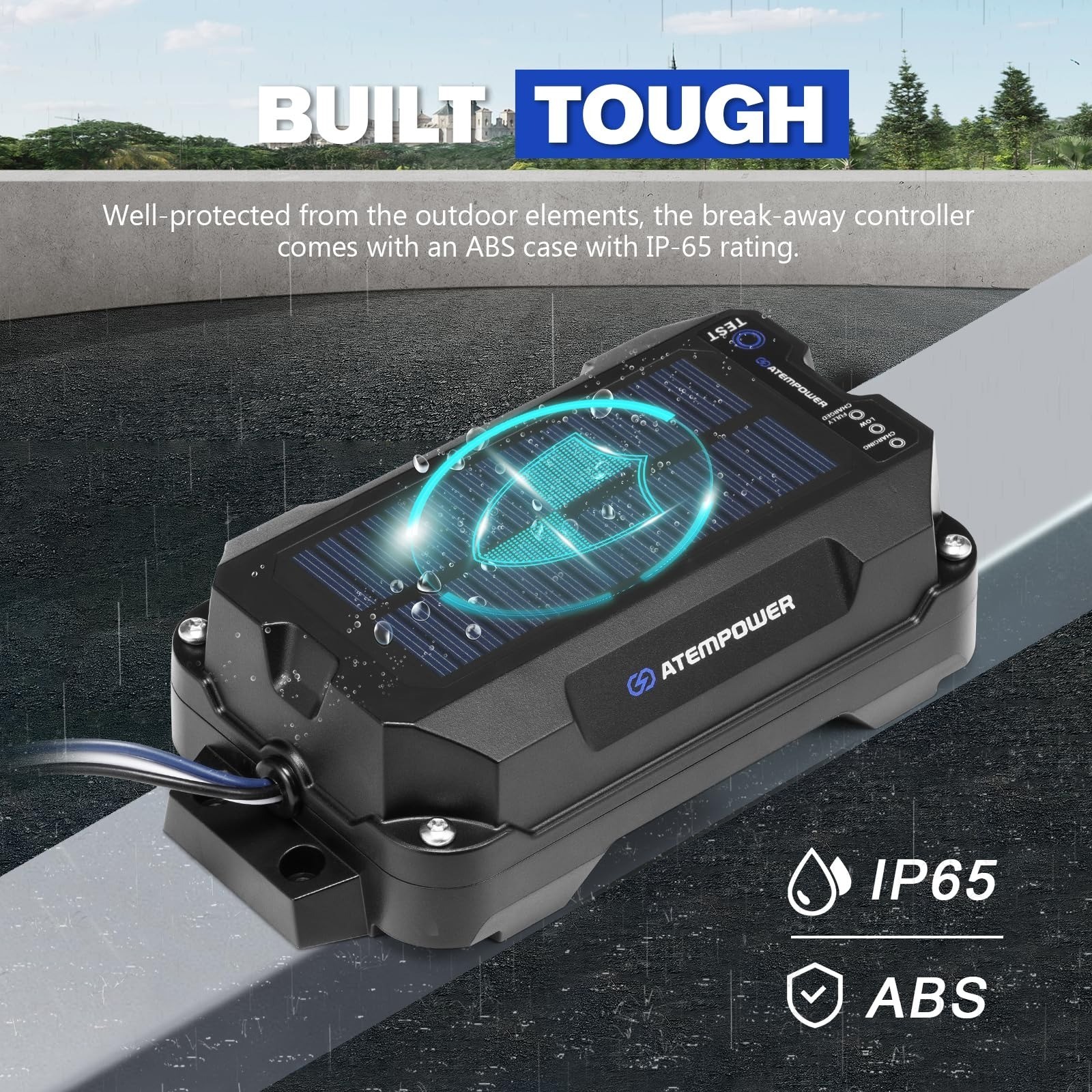ATEM POWER Solar Trailer Brake Controller Kit 12V with Built-in Solar Panel