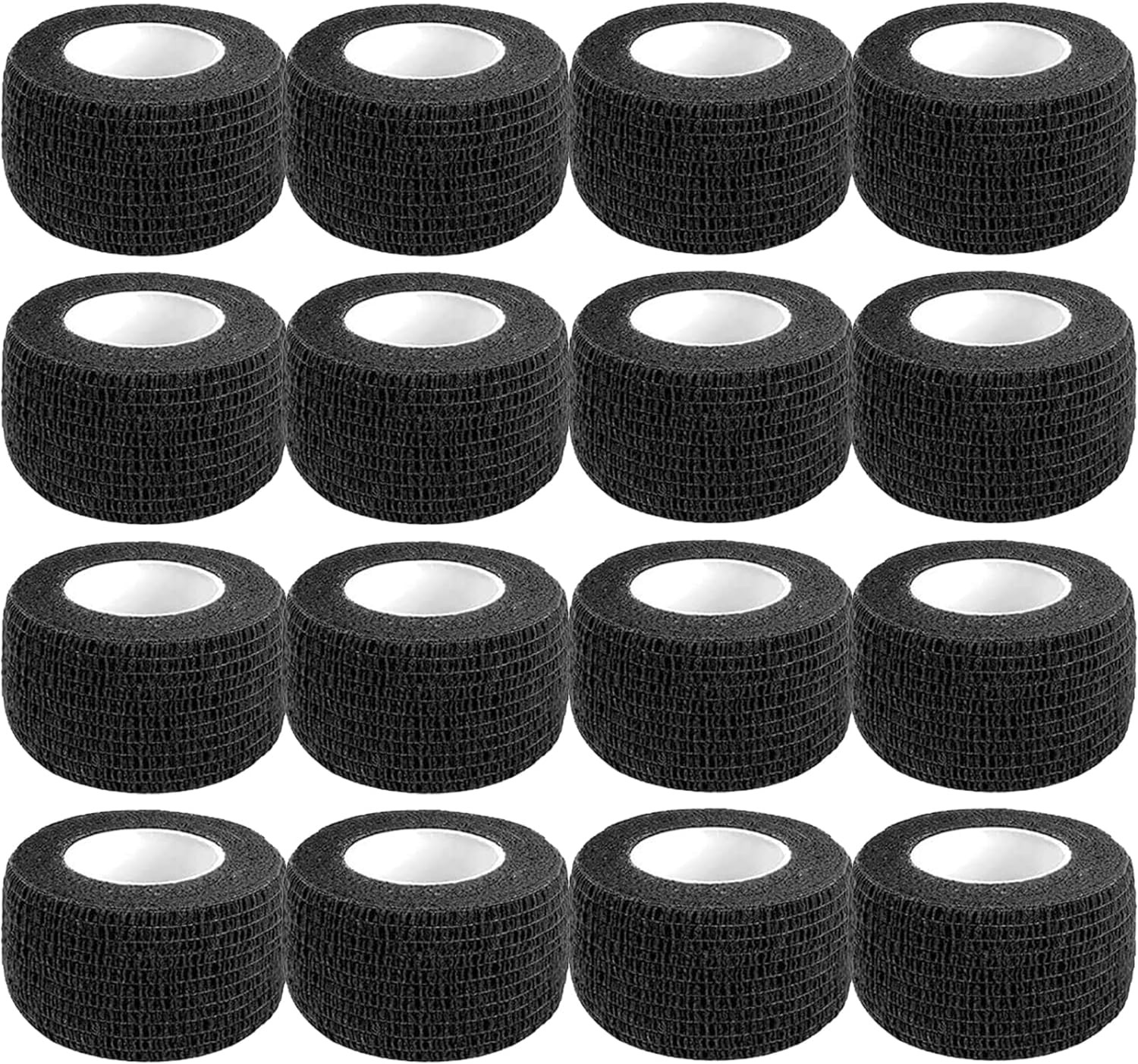 Self Adhesive Bandage Wrap,1 Inch 5 Yards 16 Pack Black Elastic Flexible Cohesiv