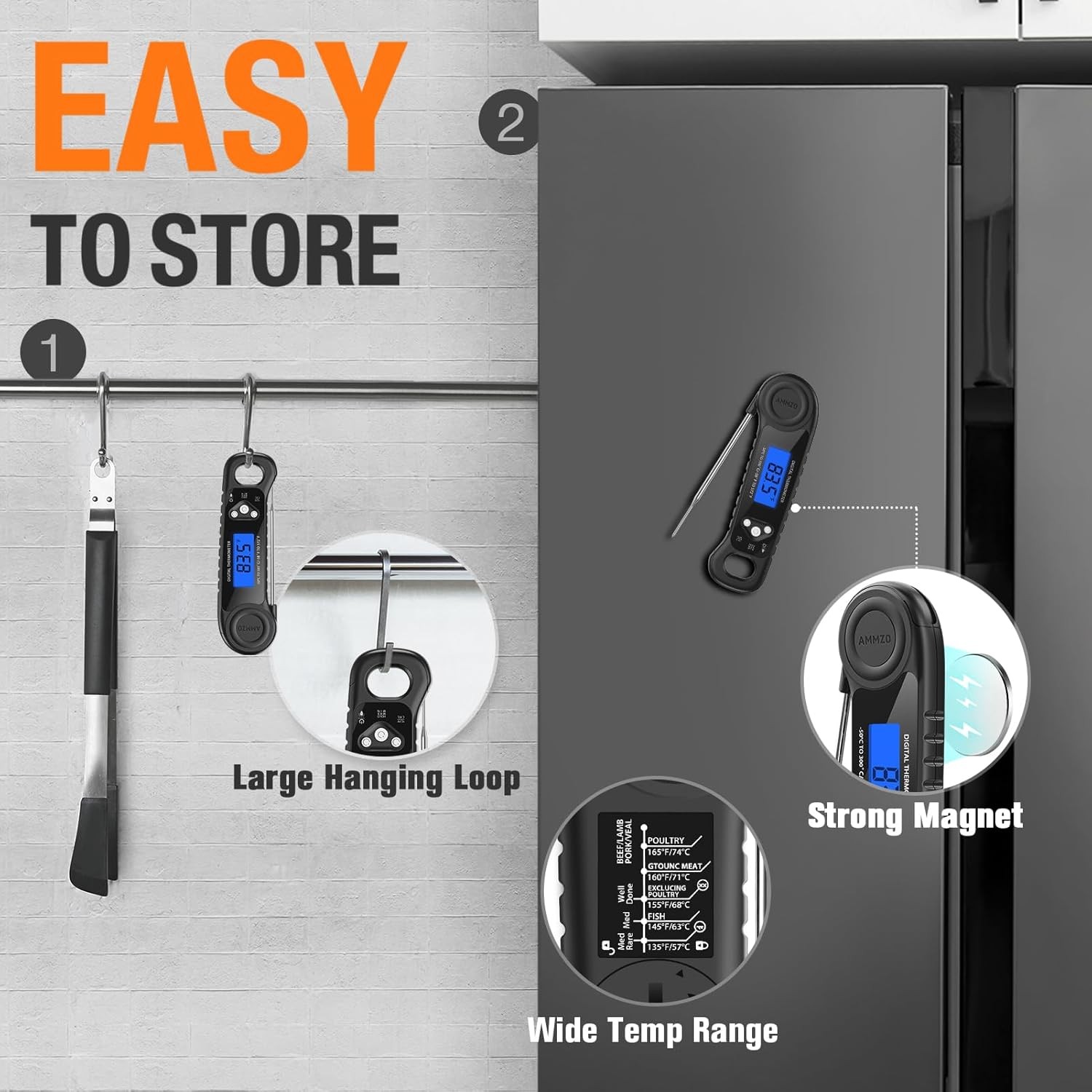 Instant Read Digital Meat Thermometer Kitchen Cooking Temperature Tool