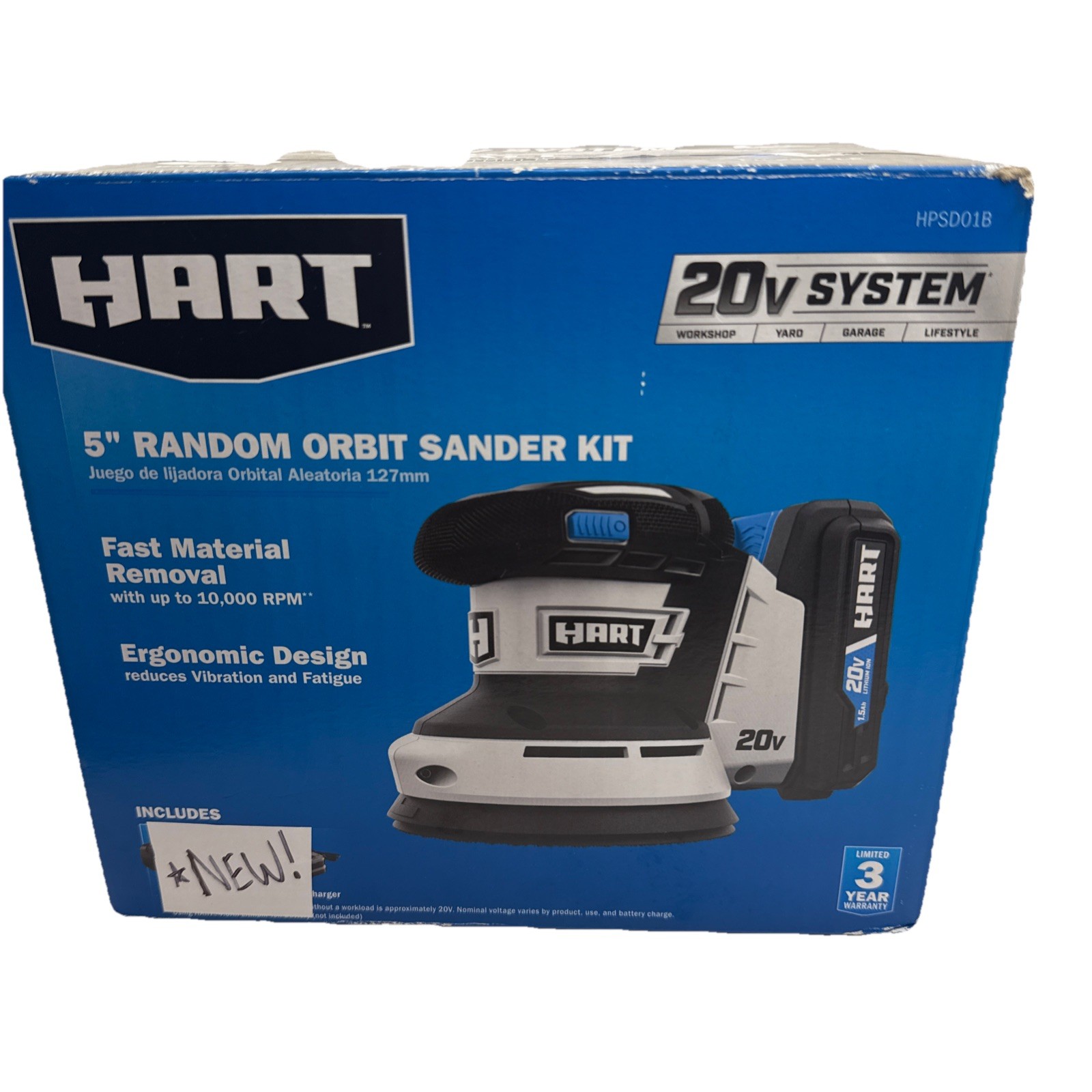 Hart HPSD01 20V 5" Random Orbit Sander Tool Only Brand New In Box Polish Buffing