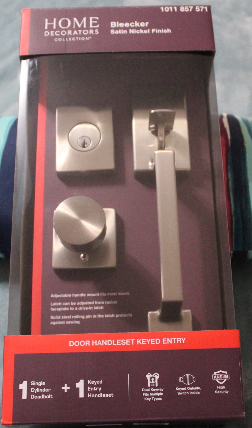 Home Decorators Bleecker Satin Nickel Door Handleset with Ridgeway Interior Knob