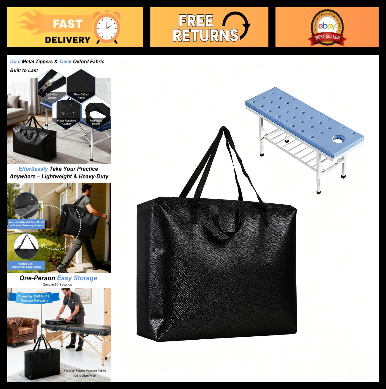 Portable Massage Table Carry Bag 28-37 Inch, Lightweight Spa Bed Case, Durable O