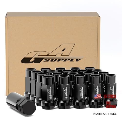 Extended Open End Lug Nuts 1.9" 48mm Tall, 17mm Hex, M14x1.5 Black Long Open