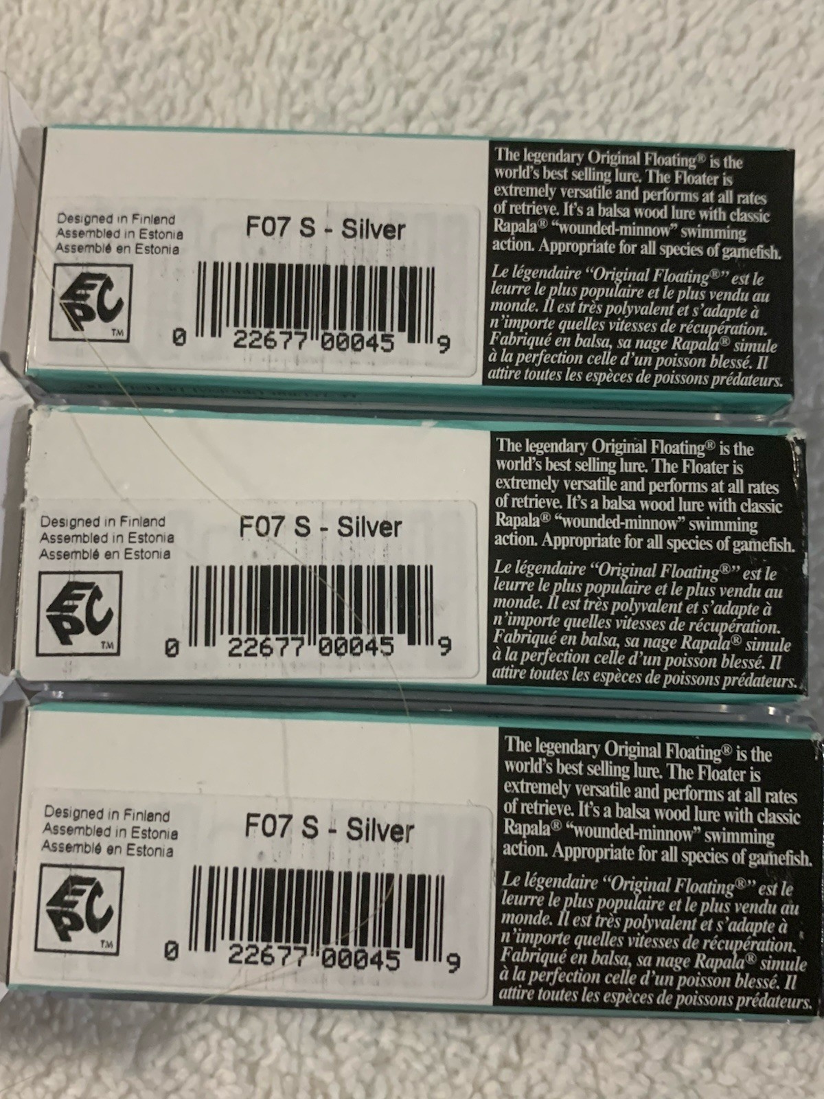 (LOT OF 3) RAPALA ORIGINAL F-7. F07. 1/8oz. SILVER. NIP