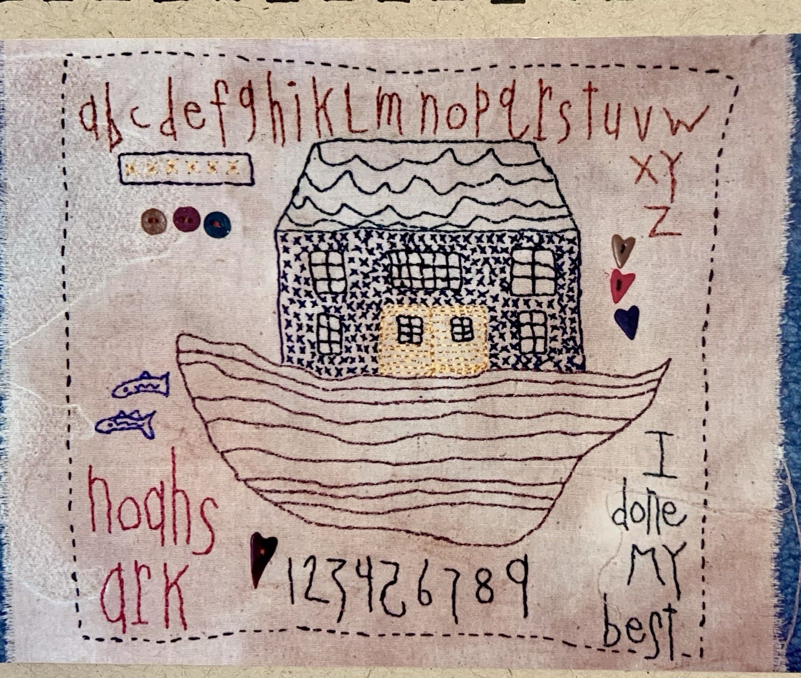 Noahs Ark I Done My Best ~ Embroidery Pillow Pattern