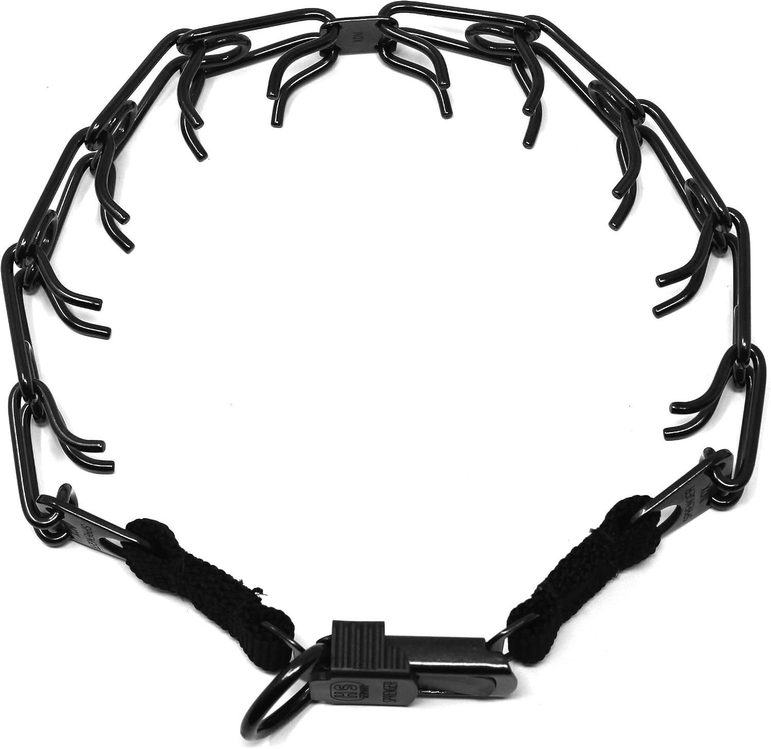 Black Stainless Steel Prong Dog Training Collar with Quick Releas