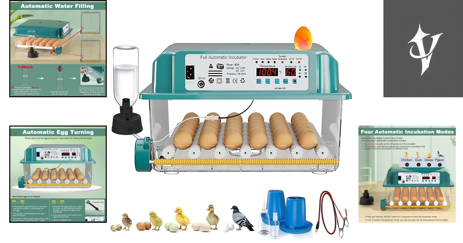 Effortless 36-Egg Incubator: Precision Temperature & Auto-Turning Features