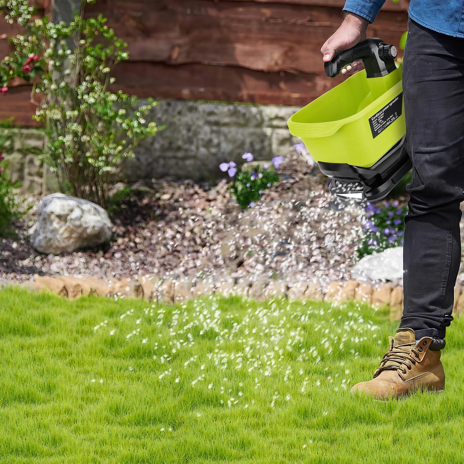WaxPar Cordless Grass Seed Spreader Compatible with Ryobi 18V Lithium Green