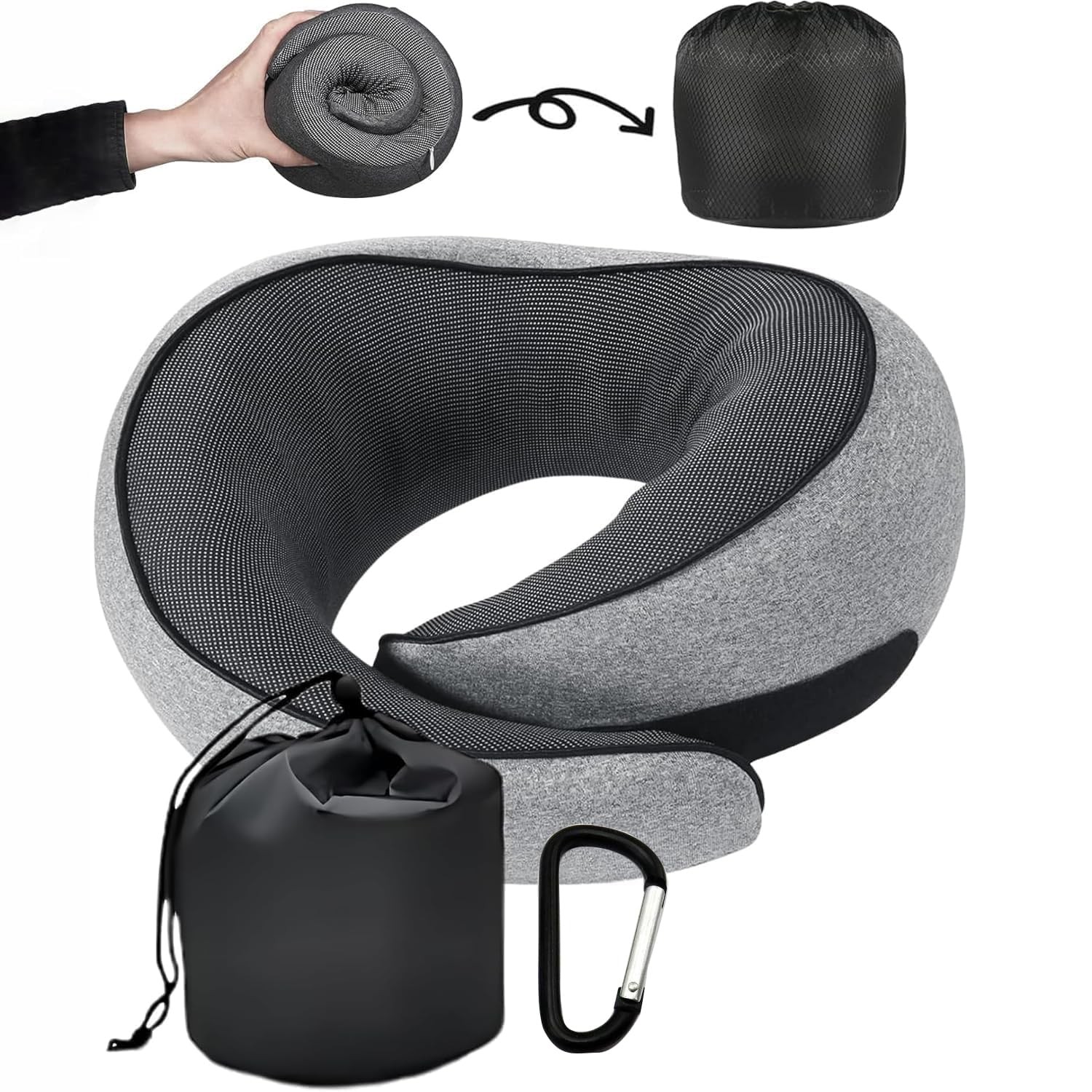 SZXYX Neck Travel Pillows for Airplanes, 100% Pure Memory Foam Large, Grey