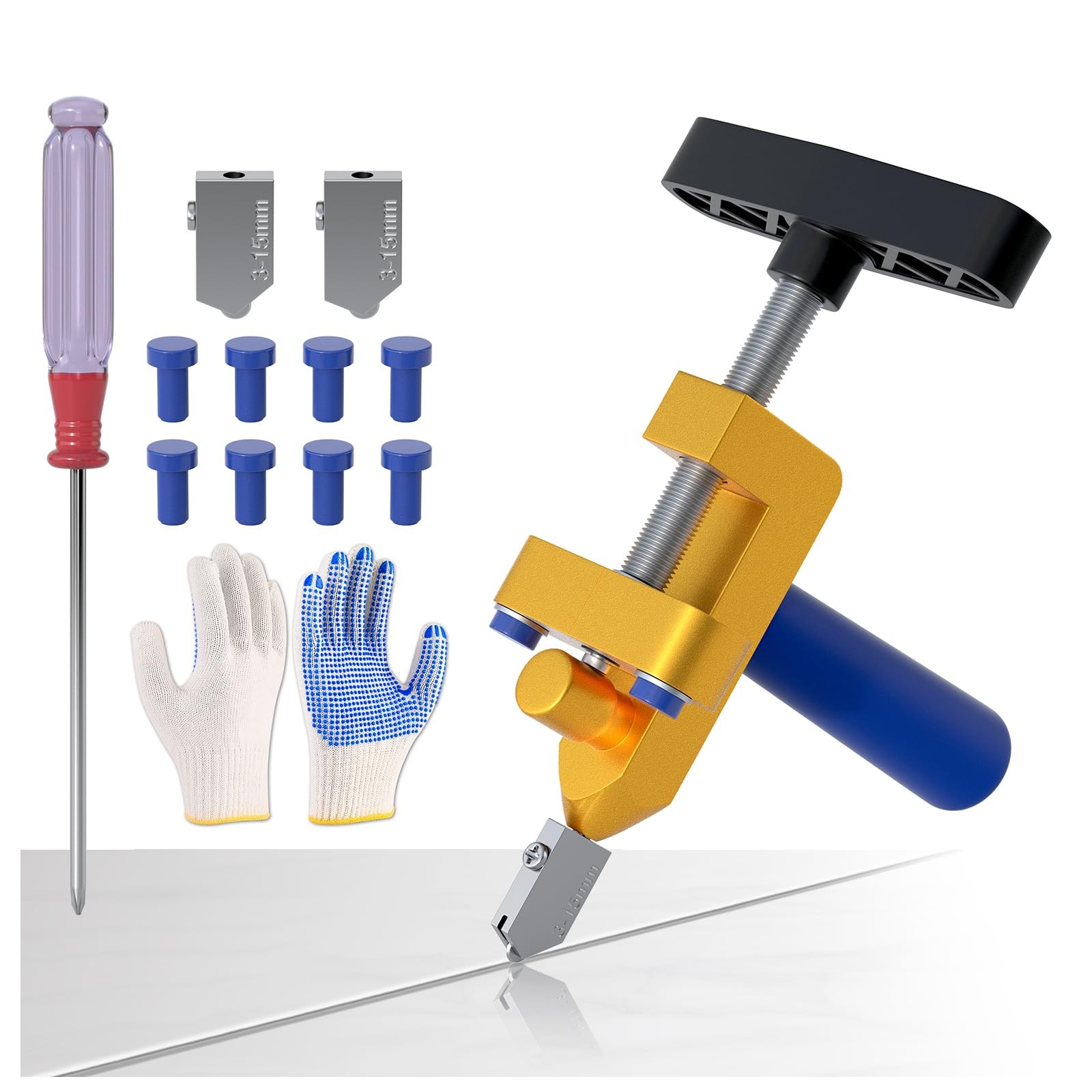 LATTHANT Glass Tile Cuttter with 3 Tungsten Steel Blade, 2-in-1 Manual Gold
