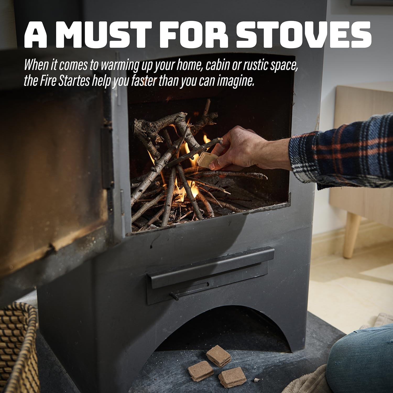 Fire Starter Squares (72 Pack) - Starters for 72 Squares, Brown