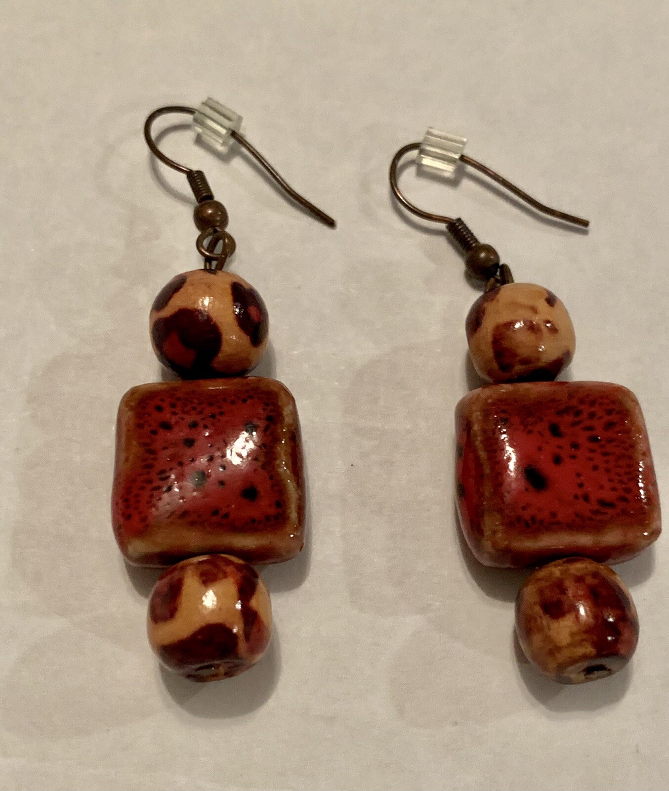 Rust Colored Dangle Beaded Earrings