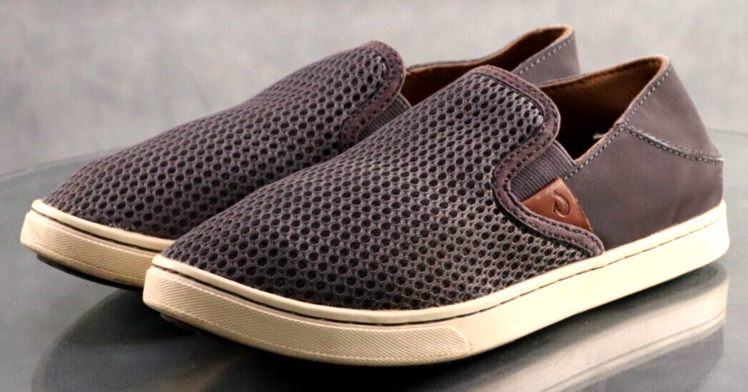 Olukai Peheua $120 Women's Knit Slip On Loafers Casual Shoes Size 6.5 Gray
