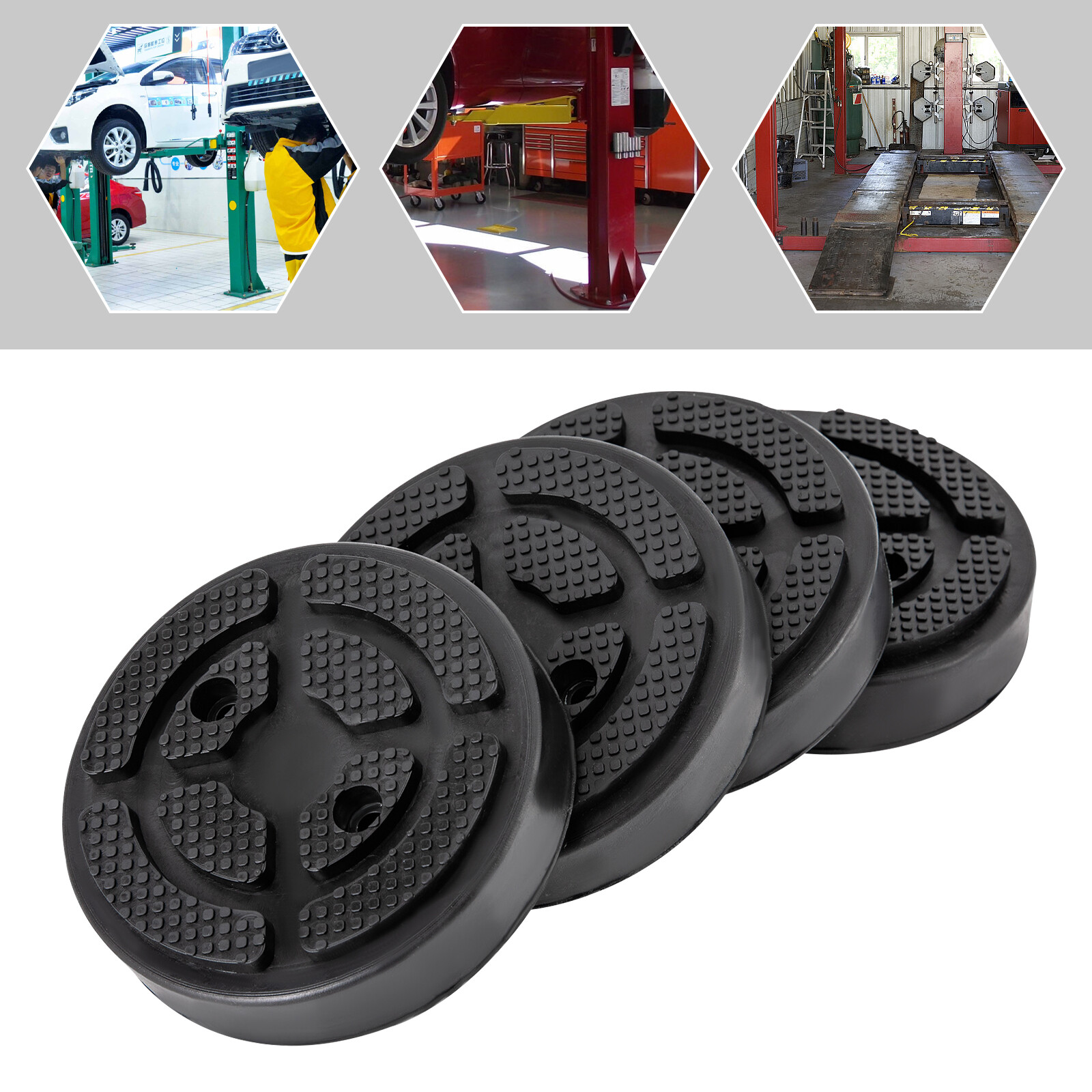 4Pcs Round Rubber Arm Pads Lift Pad Fit For Auto Lift Car Truck Hoist Heavy Duty