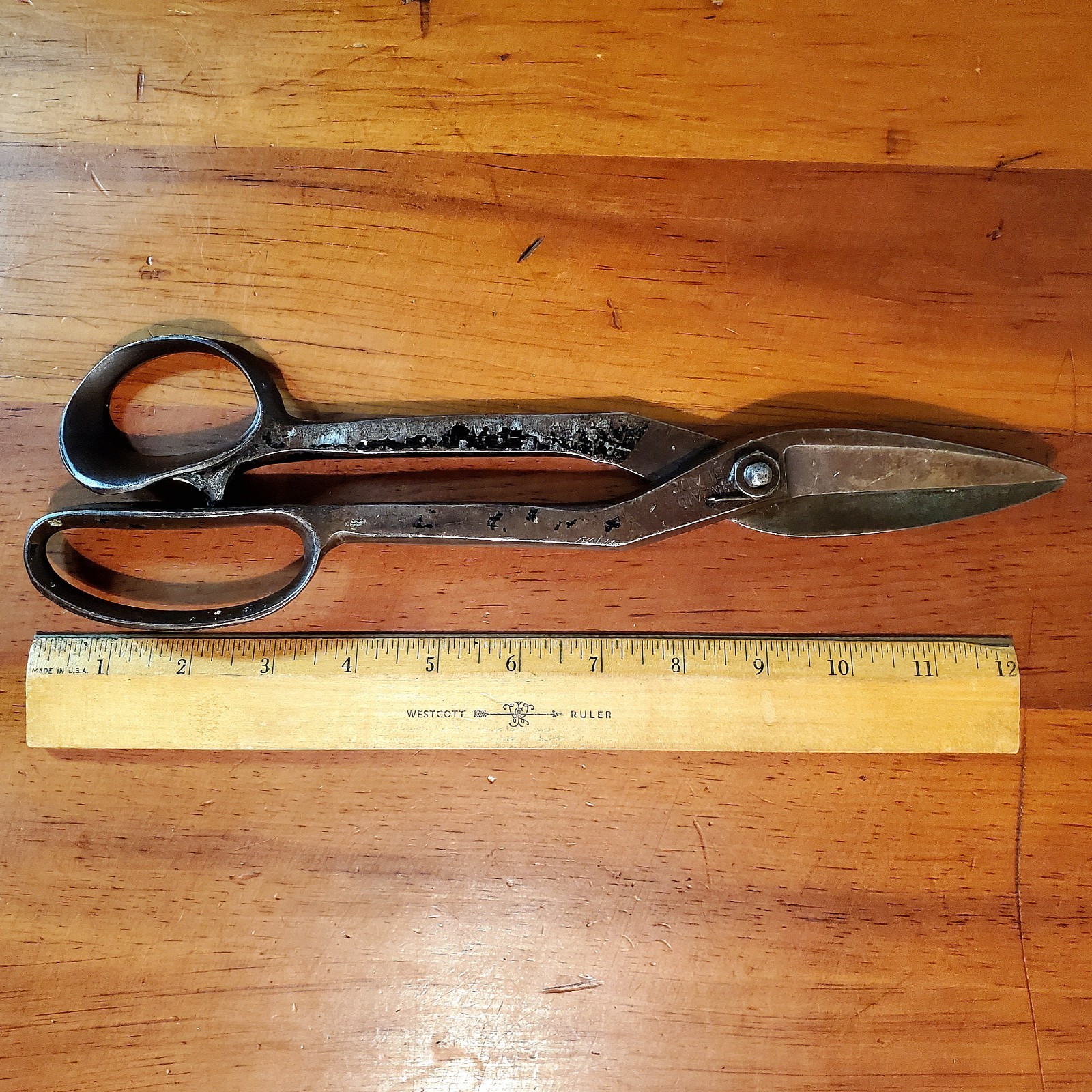Vtg Compton U Set # 8 Shears Scissors Forged Steel 12.5" Tin Snips Made USA 1941