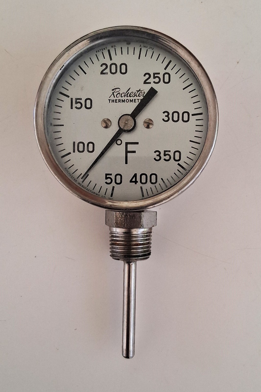 Vintage Rochester 3” Thermometer 50-400 Degrees Fahrenheit 2 1/2 inch Stem