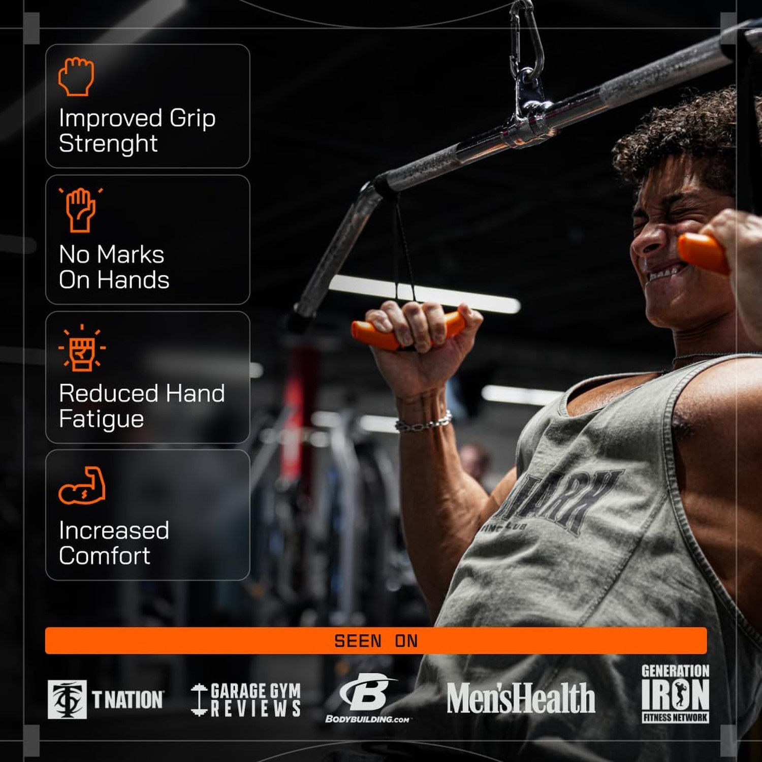 Angles90 Original Pull-Up Grips - Lat Pulldown Attachment - T-Bar Row & Cable...