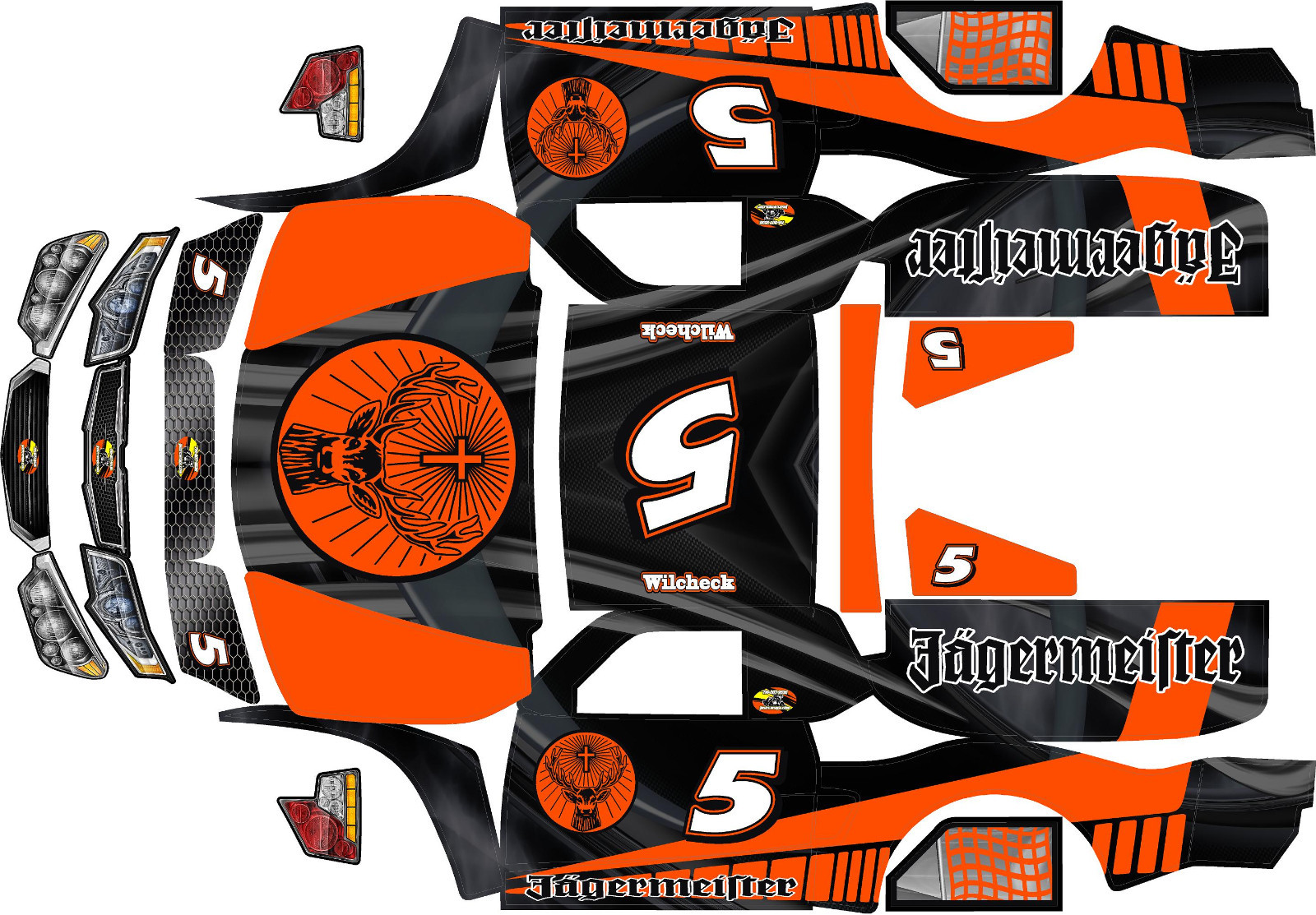 Losi 5ive T 5t HPI hoonage rovan  wrap decals stickers ARMOUR ORANGE big flex