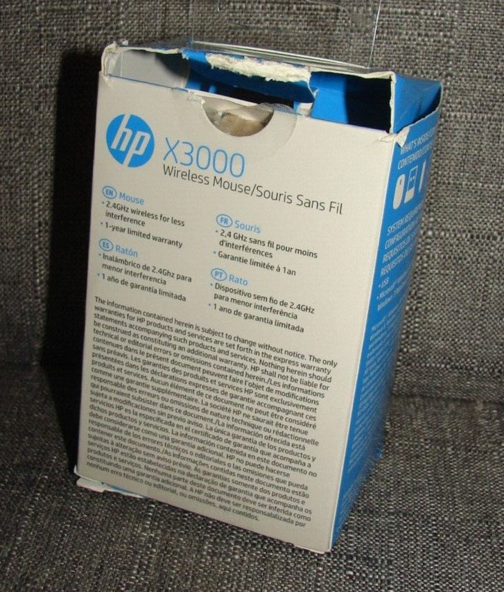 NEW HP X3000 G2 Wireless Mouse - Ambidextrous 3-Button Control, & Scroll Wheel