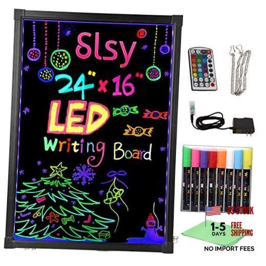 Illuminated LED Message Writing Board, 24''X16" Erasable Neon 24'' X 16''