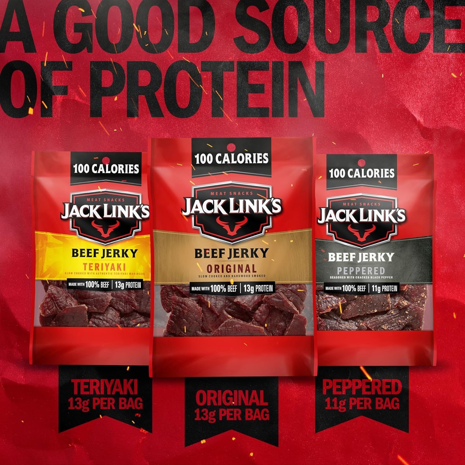 "Jack Link's Beef Jerky Variety Pack - Includes Original Teriyaki and Peppered..