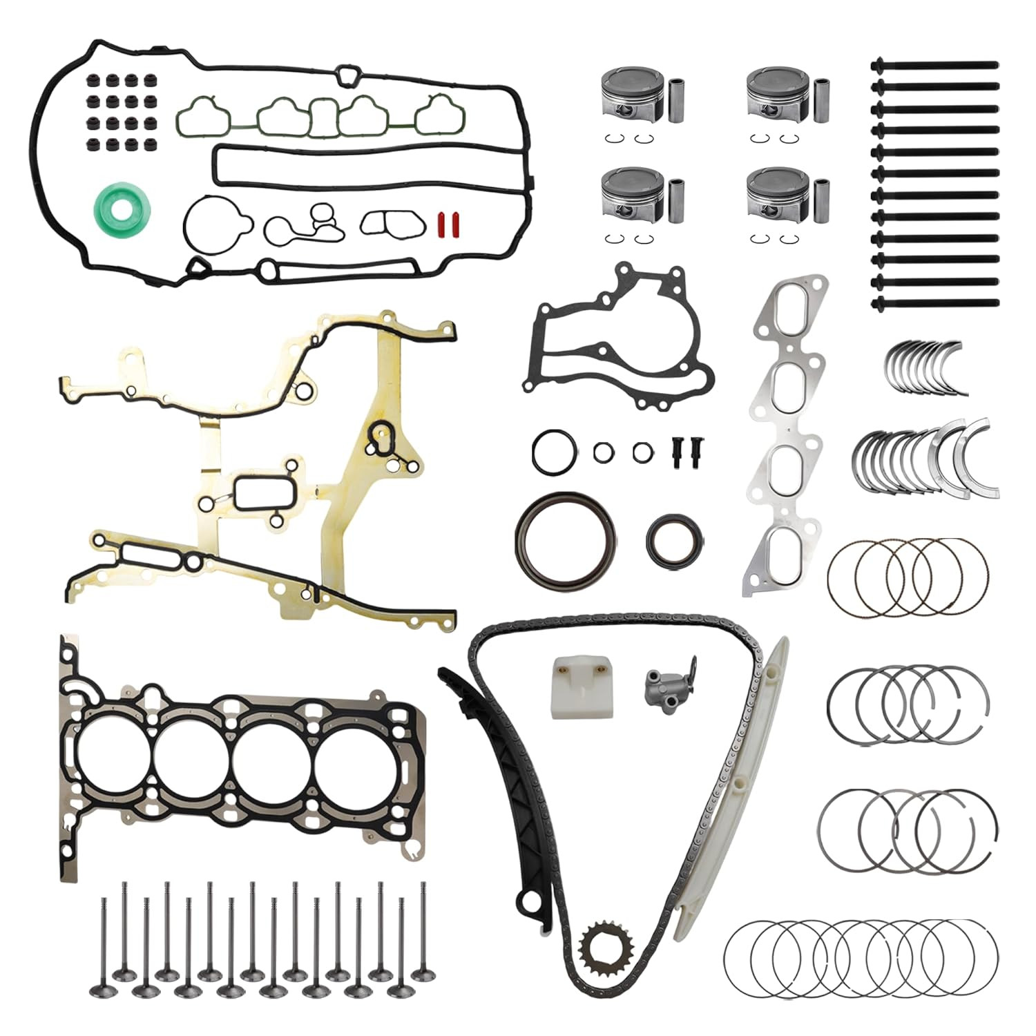 Engine Rebuild Kit Piston Timing Chain Head Gasket for Chevy Cruze 1.4L HS26540P
