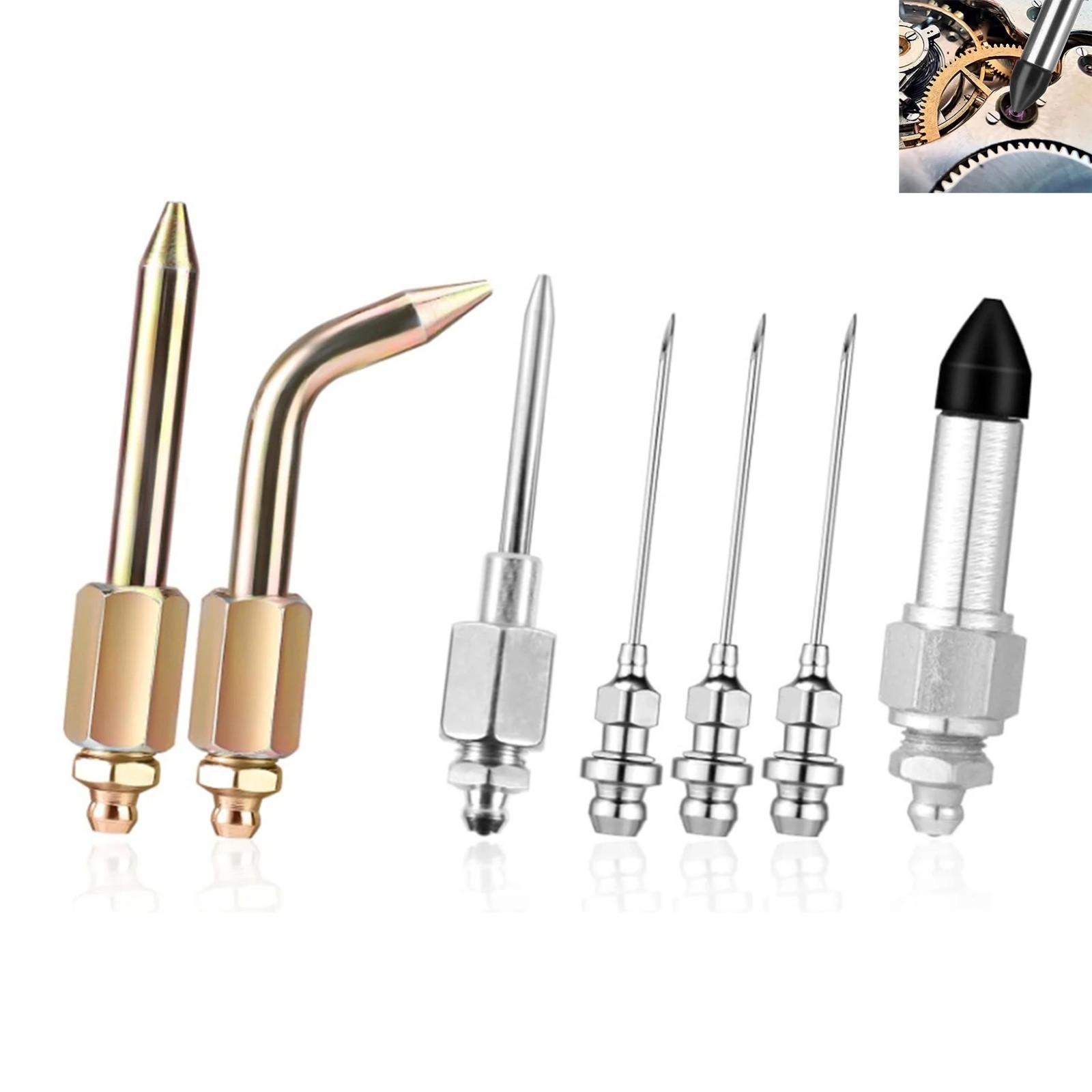 7pcs Grease Gun Accessory Kit Needle Tips Elbow Adapter Dispenser Rubber Nozzle