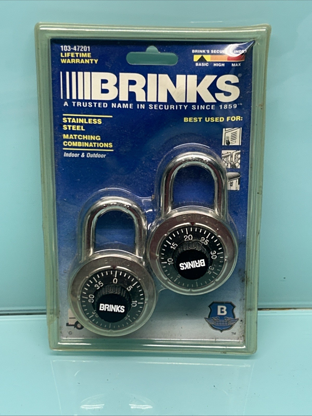 2 Pack Brinks 103-47201 Old Gym School Locks Combination Lock In Black / Silver
