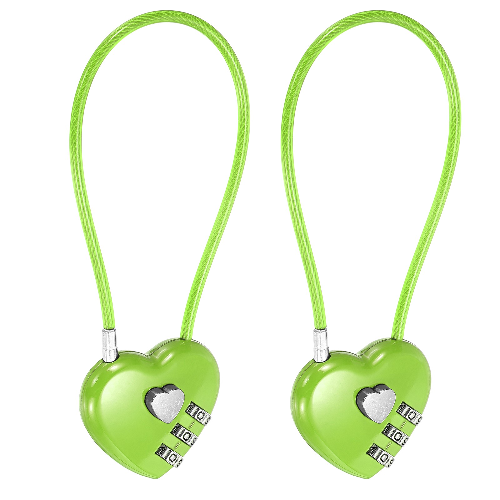 Combination Padlock (7.9 Inch, Green)(2 Pcs), 3-Digit Heart Shaped Combo Padlock