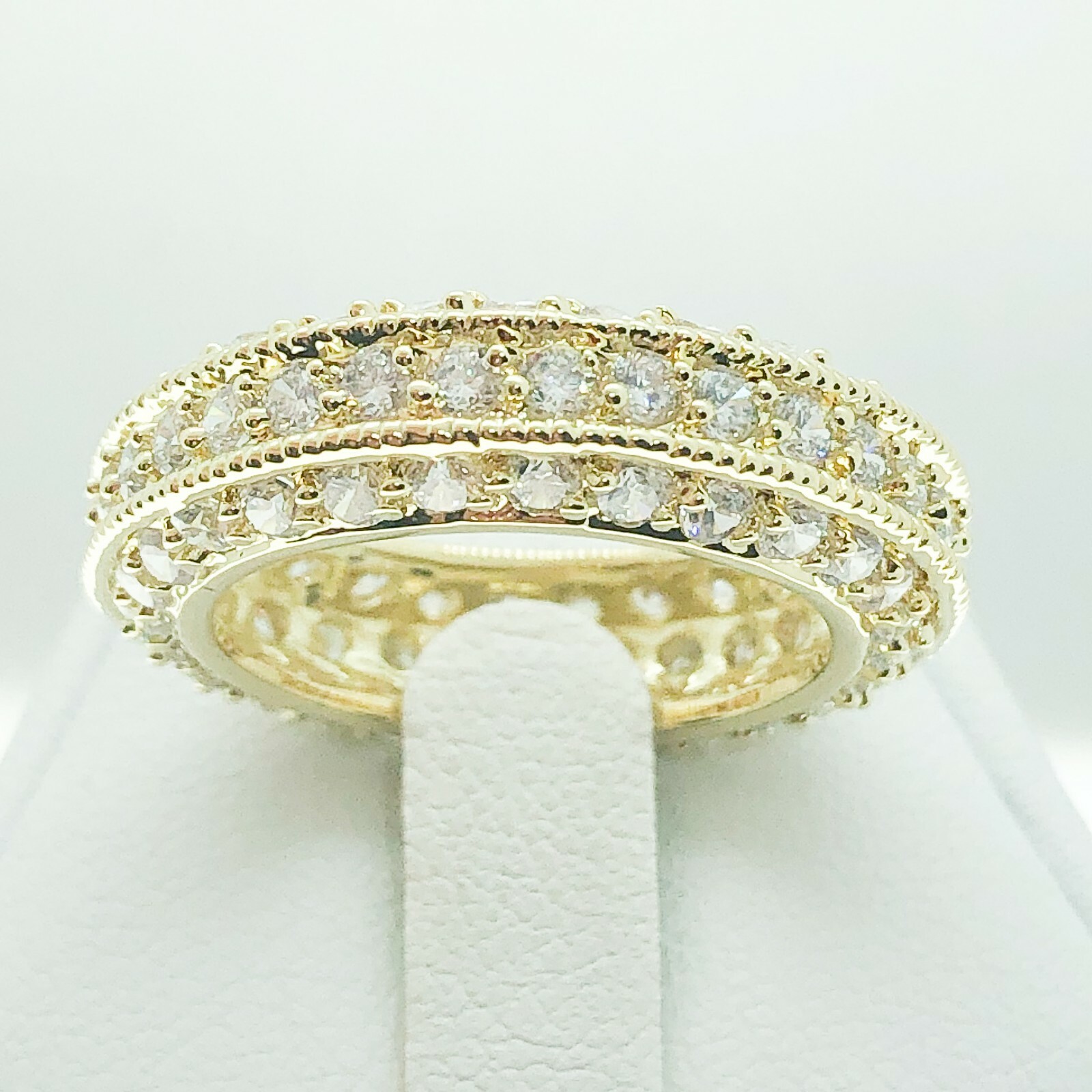 R1041 Women Fashion Jewelry White Yellow Gold Plate Engagement Wedding Band Ring