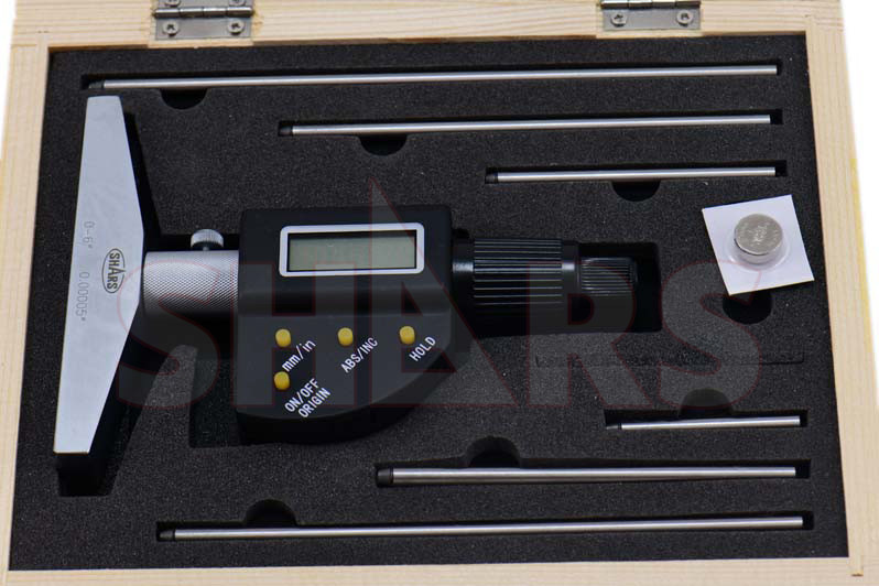 Shars 0-6" / 152.4mm Electronic Digital Depth Micrometer 6 Rods New ^]