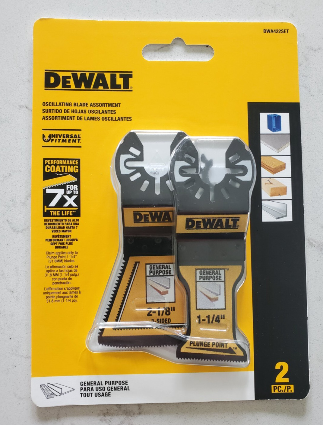 DeWalt 2-Pack Multiple Materials Oscillating Blade Assortment Set DWA422SET New