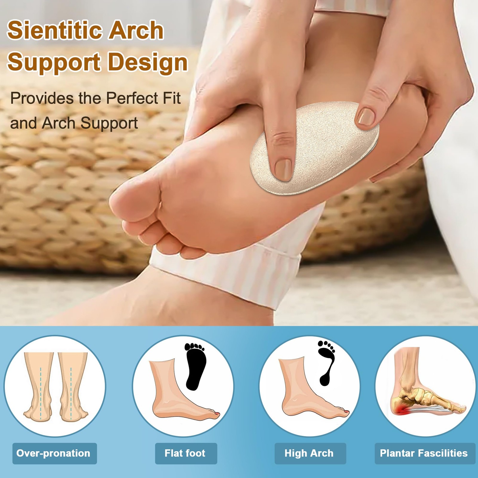 Adjustable Arch Shoe Insoles for Flat Feet/High Arch, 3-Layer Arch Inserts fo...