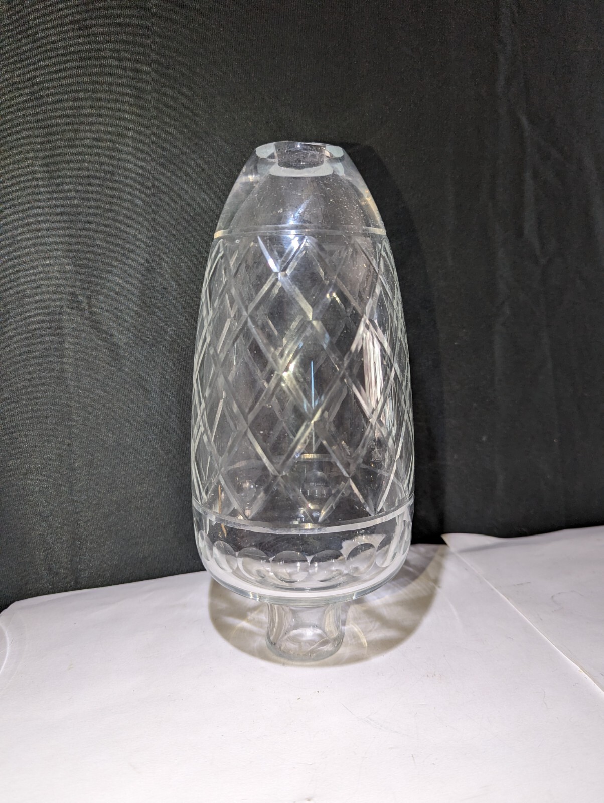 XL CLEAR ACORN SHAPE GLASS GLOBE CHANDELIER LAMP CRISS CROSS REPLACE PART 9"