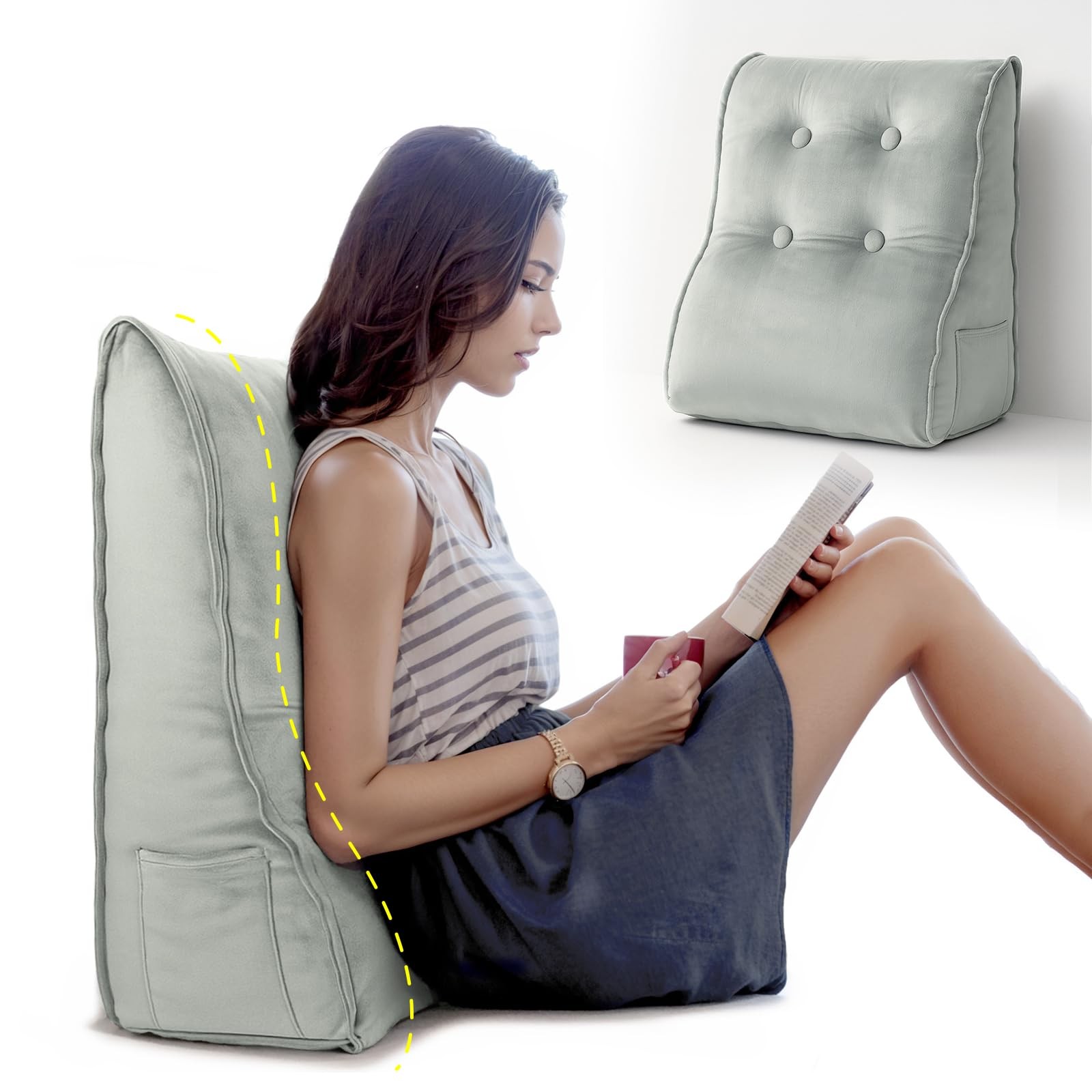 Reading Pillows for Sitting in Bed Adult Back Pillow for Bed Sitting Up, Back...