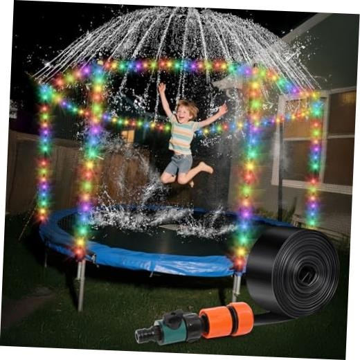 Trampoline Sprinkler with Lights - Trampoline Lights & Water Sprinkler, 16