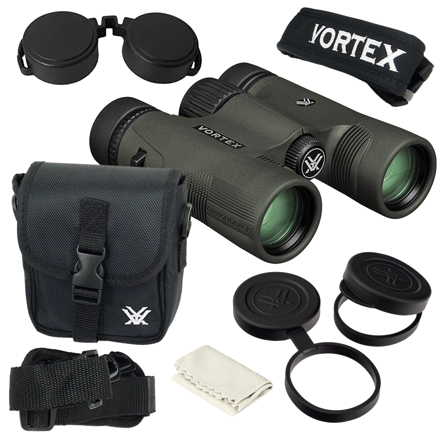 Vortex Optics Diamondback HD 10x28 Binocular with Free Camo Forest Hat Bundle
