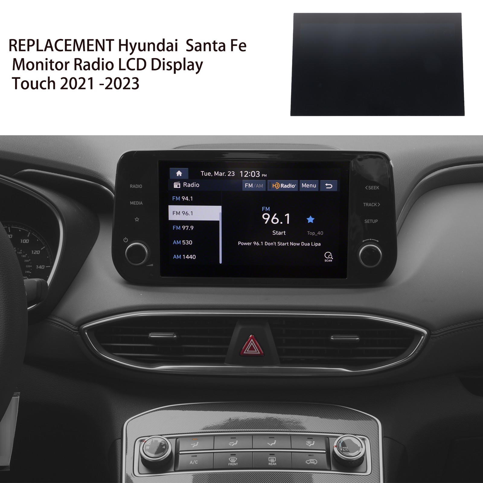 LCD Display Touch Replacement for 2021 -2023 Hyundai Santa Fe  navigator Radio