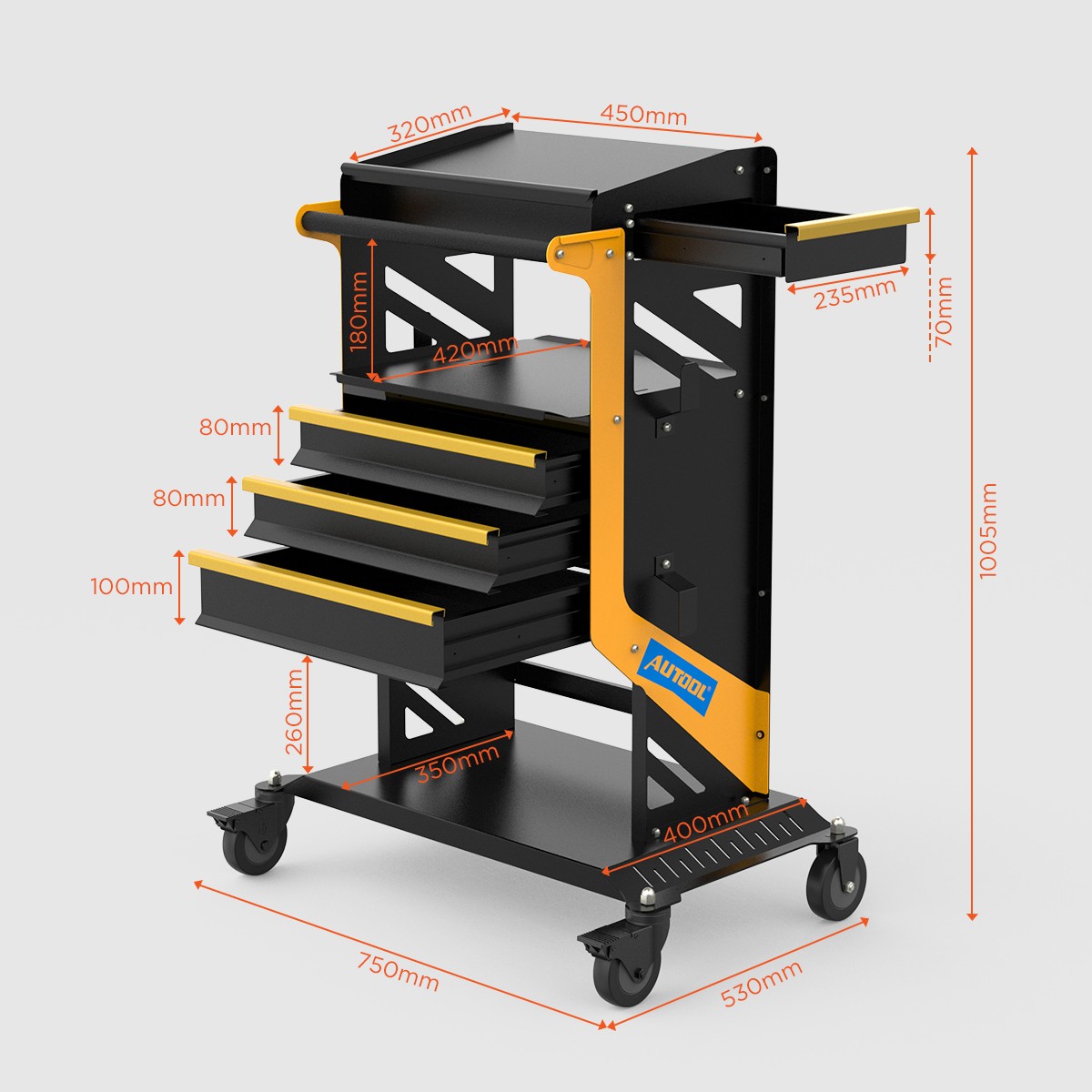 Rolling Tool Storage Heavy Duty Garage Trolley Workshop Diagnostic Service Cart