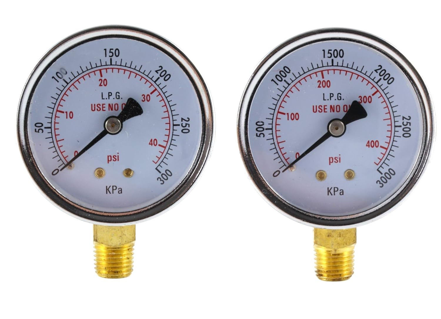 Low and High Pressure Gauges for Propane Regulator - 2.5 Inches (Pair)