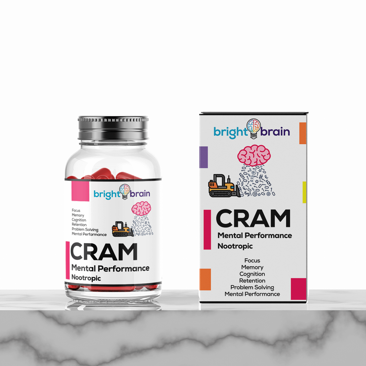 Bright Brain Cram | Award Winning Nootropic Supplement For Cramming, studying +