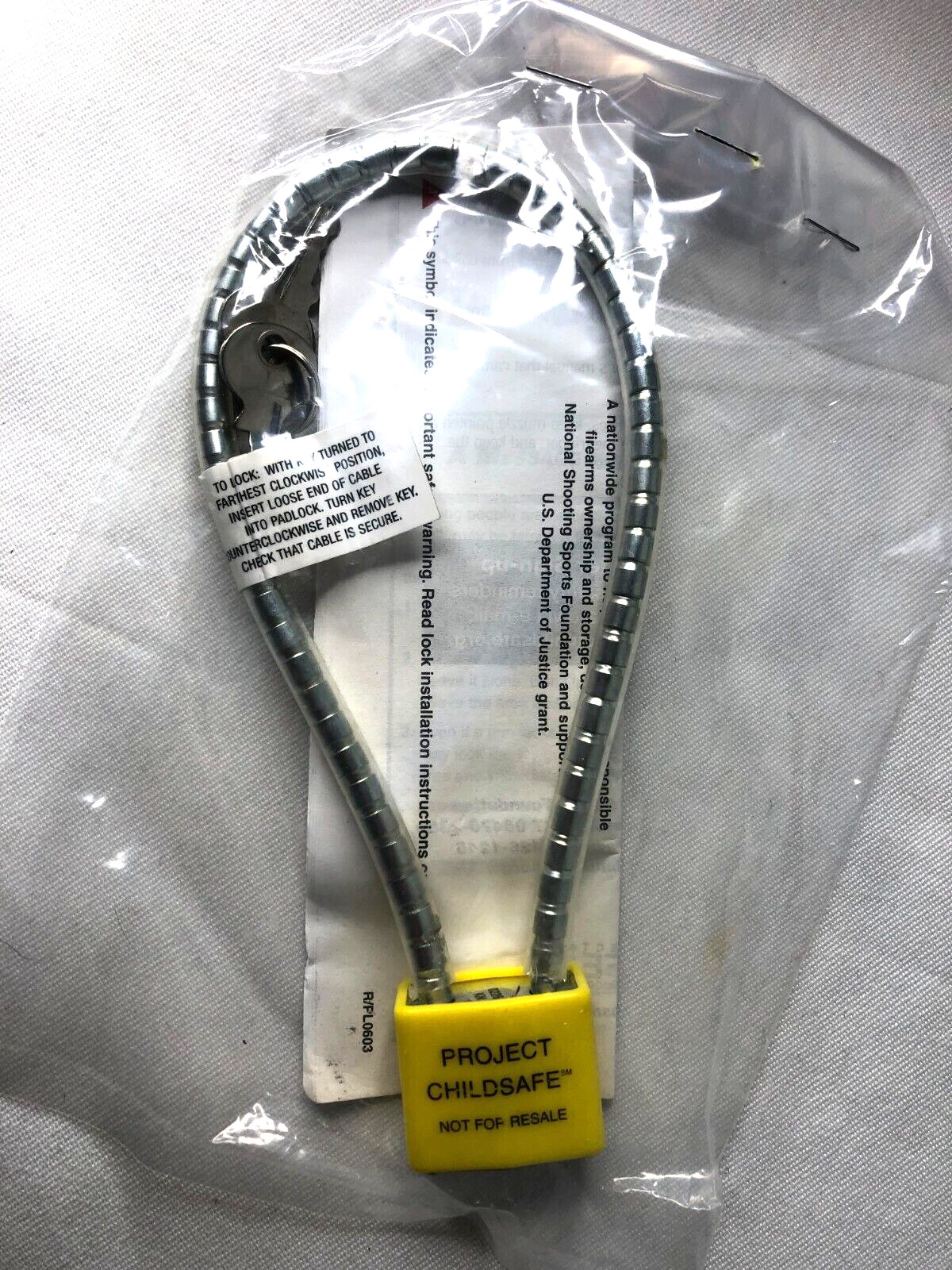PROJECT CHILDSAFE Gun Lock CA Approved child safe cable padlock gun lock