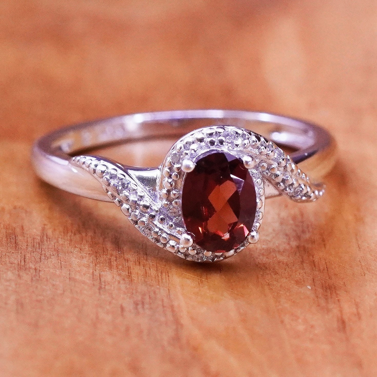 Size 8.25, vintage Sterling 925 silver handmade statement ring w/ heart diamond