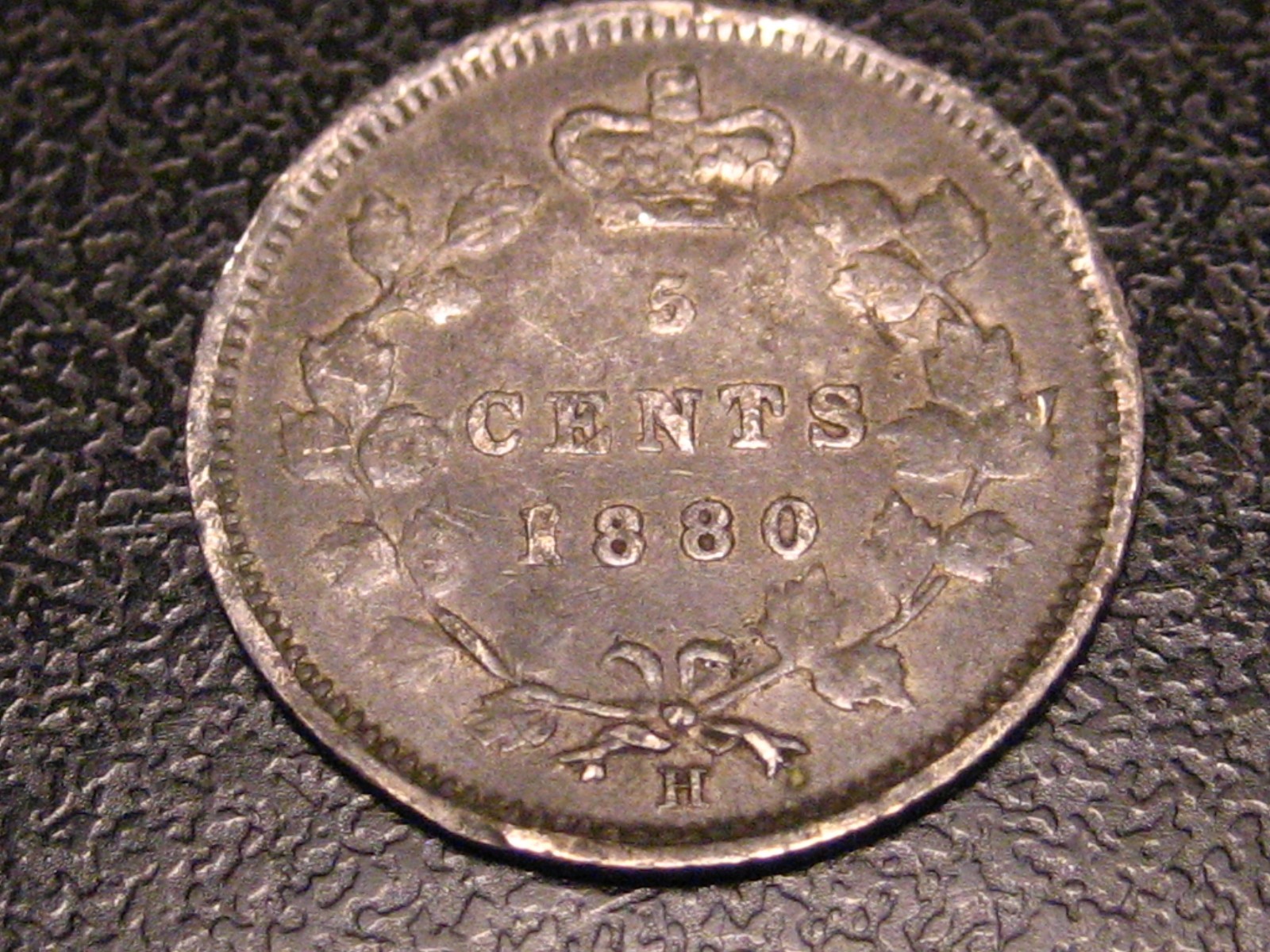 1880 H Canadian 5 Cent Silver Obv. 3