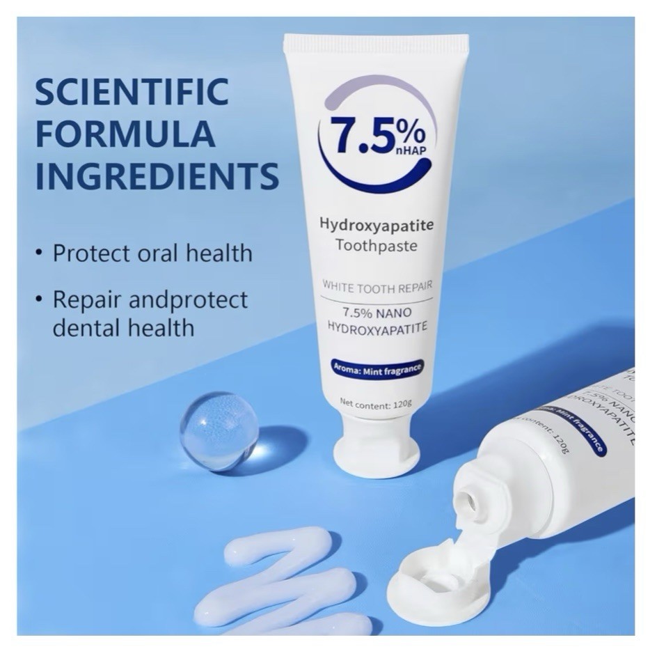 (2) 7.5% nHAP White Tooth Repair Hydroxyapatite Toothpaste (Mild Mint) 4.23oz Ea