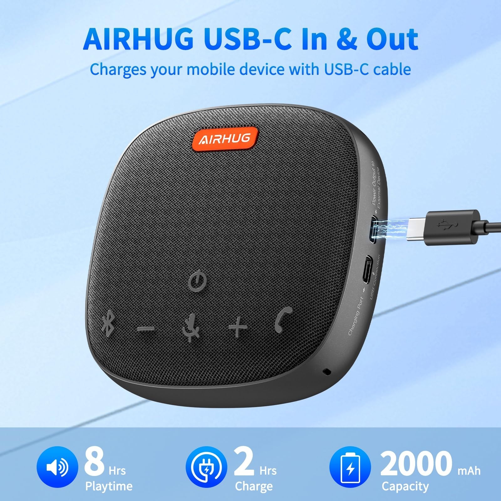 Bluetooth Conference Speaker & Microphone | 360° Voice Pickup, Noise Reduction,